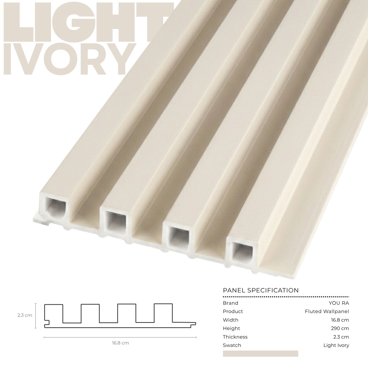 YOU RA - Solid Color Fluted Wallpanel