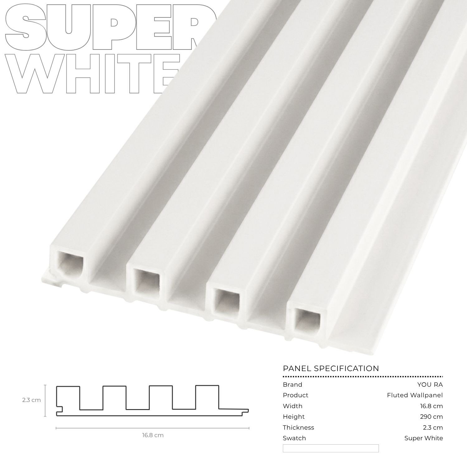 YOU RA - Solid Color Fluted Wallpanel